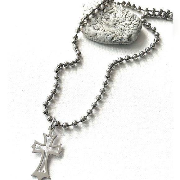 Cross pendant ball chain necklace stainless steel necklace cross necklace